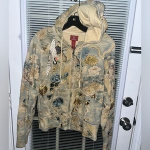 COPY - Lucky Brand Dungarees America Small Asian Style embroidered cotton hoodie